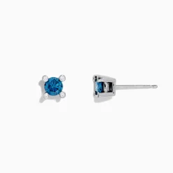 Earrings|BH Multi Bella Bleu 14K White Gold Blue Diamond Stud Earrings, 0.53 TCW