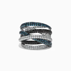 Rings|Effy Jewelry Bella Bleu 14K White Gold Diamond Crossover Ring, 2.08 TCW