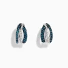 Earrings|Effy Jewelry Bella Bleu 14K White Gold White and Blue Diamond Hoop Earrings