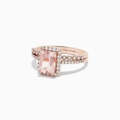 Rings|Effy Jewelry Blush 14K Rose Gold Morganite and Diamond Ring Set, 1.53 TCW