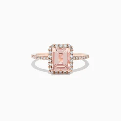 Rings|Effy Jewelry Blush 14K Rose Gold Morganite and Diamond Ring Set, 1.53 TCW