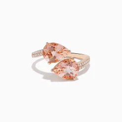 Rings|Effy Jewelry Blush 14K Rose Gold Morganite and Diamond Bypass Ring