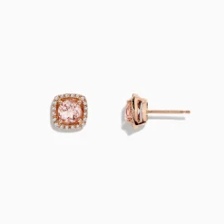 Earrings|BH Multi Blush 14K Rose Gold Morganite and Diamond Stud Earrings, 1.12 TCW