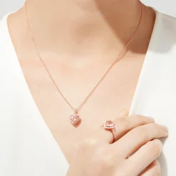 Necklaces & Pendants|Effy Jewelry Blush 14K Rose Gold Morganite and Diamond Heart Pendant, 1.88 TCW