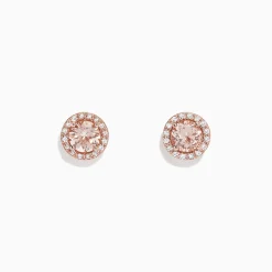 Earrings|Effy Jewelry Blush 14K Rose Gold Morganite and Diamond Stud Earrings, 1.82