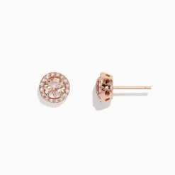Earrings|Effy Jewelry Blush 14K Rose Gold Morganite and Diamond Stud Earrings, 1.82