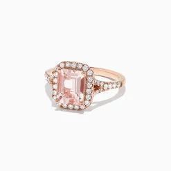 Rings|Effy Jewelry Blush 14K Rose Gold Morganite and Diamond Ring, 2.70 TCW
