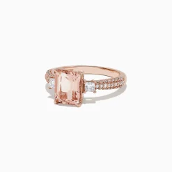 Rings|Effy Jewelry Blush 14K Rose Gold Morganite and Diamond Ring, 2.59 TCW