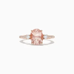 Rings|Effy Jewelry Blush 14K Rose Gold Morganite and Diamond Ring, 2.64 TCW