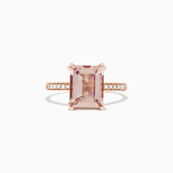 Rings|Effy Jewelry Blush 14K Rose Gold Morganite and Diamond Ring, 2.64 TCW