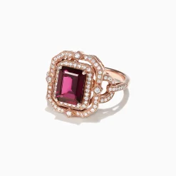 Rings|Effy Jewelry Bordeaux 14K Rose Gold Rhodolite Garnet and Diamond Ring, 2.89 TCW