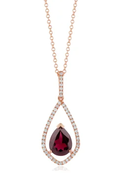 Necklaces & Pendants|Effy Jewelry Bordeaux 14K Rose Gold Rhodolite Garnet and Diamond Pendant, 1.46 TCW