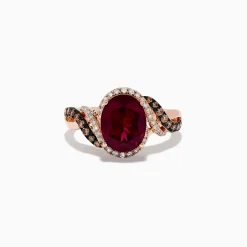 Rings|BH Multi Bordeaux 14K Rose Gold Rhodolite Garnet, Espresso and White Diamond Ring