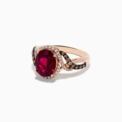Rings|BH Multi Bordeaux 14K Rose Gold Rhodolite Garnet, Espresso and White Diamond Ring