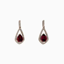 Earrings|BH Multi Bordeaux 14K Rose Gold Rhodolite Garnet and Diamond Earrings, 2.79 TCW