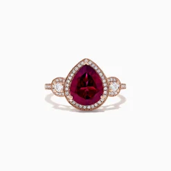 Rings|BH Multi Bordeaux 14K Rose Gold Rhodolite Garnet and Diamond Ring, 3.32 TCW