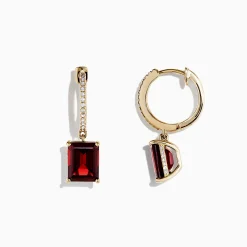Earrings|BH Multi Bordeaux 14K Yellow Gold Garnet and Diamond Earrings, 6.04 TCW