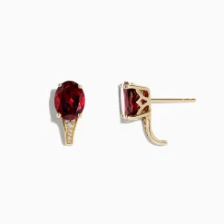 Earrings|BH Multi Bordeaux 14K Yellow Gold Garnet and Diamond Earrings, 4.77 TCW