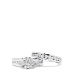 Rings|Effy Jewelry Bouquet 14K White Gold Channel Set Diamond Engagement u0026 Wedding Ring Set, 1.48 TCW