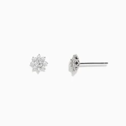 Earrings|BH Multi Bouquet 14K White Gold Diamond Flower Stud Earrings, 0.61 TCW