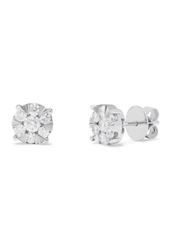 Earrings|Effy Jewelry Bouquet 14K White Gold Diamond Cluster Stud Earrings, 1.14 TCW
