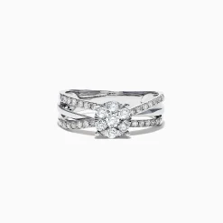 Rings|Effy Jewelry Bouquet 14K White Gold Diamond Crossover Cluster Ring, 0.39 TCW