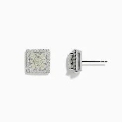 Earrings|Effy Jewelry Bouquet 14K White Gold Square Diamond Cluster Stud Earrings 0.97 TCW