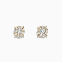 Earrings|effyjewelry.com Bouquet 14K Yellow Gold Diamond Cluster Earrings, 0.93 TCW