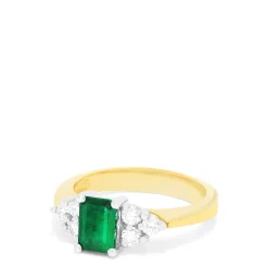 Rings|Effy Jewelry Brasilica 14K 2-Tone Gold Emerald and Diamond Ring, 1.36 TCW