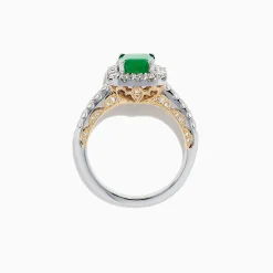 Rings|Effy Jewelry Brasilica 14K 2-Tone Gold Emerald and Diamond Ring, 2.17 TCW