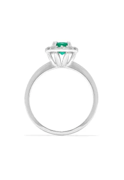 Rings|Effy Jewelry Brasilica 14K White Gold Emerald and Diamond Halo Ring, 0.60 TCW