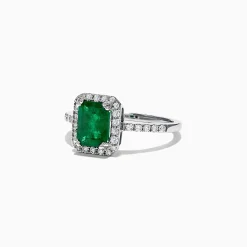 Rings|Effy Jewelry Brasilica 14K White Gold Emerald and Diamond Ring, 1.69 TCW