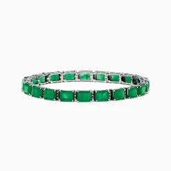 Bracelets|Effy Jewelry Brasilica 14K White Gold Emerald and Diamond Tennis Bracelet