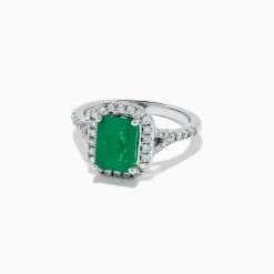 Rings|BH Multi Brasilica 14K White Gold Emerald and Diamond Ring, 2.81 TCW