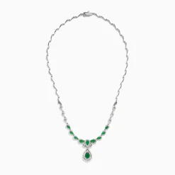 Necklaces & Pendants|BH Multi Brasilica 14K White Gold Emerald and Diamond Necklace