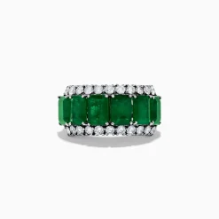 Rings|Effy Jewelry Brasilica 14K White Gold Emerald and Diamond Ring