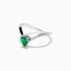 Rings|Effy Jewelry Brasilica 14K White Gold Emerald and Diamond Ring