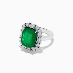 Rings|Effy Jewelry Brasilica 14K White Gold Emerald and Diamond Ring