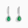 Earrings|Effy Jewelry Brasilica 14K White Gold Emerald and Diamond Drop Earrings