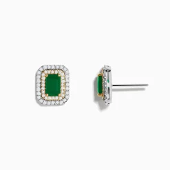 Earrings|Effy Jewelry Brasilica 14K White u0026 Yellow Gold Emerald and Diamond Earrings