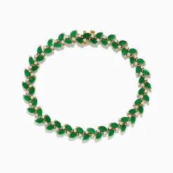 Bracelets|Effy Jewelry Brasilica 14K Yellow Gold Emerald and Diamond Bracelet