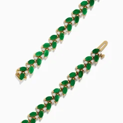Bracelets|Effy Jewelry Brasilica 14K Yellow Gold Emerald and Diamond Bracelet