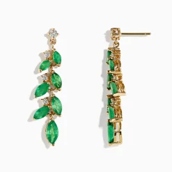 Earrings|BH Multi Brasilica 14K Yellow Gold Emerald and Diamond Drop Earrings
