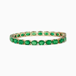Bracelets|Effy Jewelry Brasilica 14K Yellow Gold Emerald Tennis Bracelet