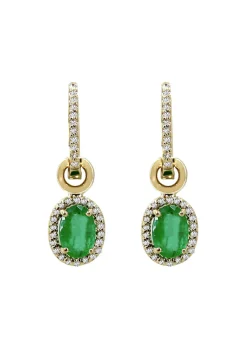Earrings|Effy Jewelry Brasilica 14K Yellow Gold Emerald and Diamond Earrings, 1.78 TCW