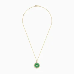 Necklaces & Pendants|BH Multi Brasilica 14K Yellow Gold Emerald and Diamond Pendant
