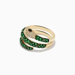 Rings|Effy Jewelry Brasilica 14K Yellow Gold Emerald and Diamond Wrap Snake Ring