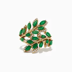 Rings|BH Multi Brasilica 14K Yellow Gold Emerald and Diamond Ring, 2.78 TCW