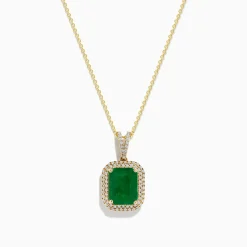 Necklaces & Pendants|BH Multi Brasilica 14K Yellow Gold Emerald and Diamond Pendant