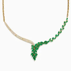 Necklaces & Pendants|Effy Jewelry Brasilica 14K Yellow Gold Emerald and Diamond Necklace